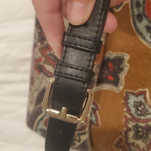 Spartina 449 Boho Linen & Leather Paisley Shoulder Bag “Daufuskie Island” - Picture 11 of 11